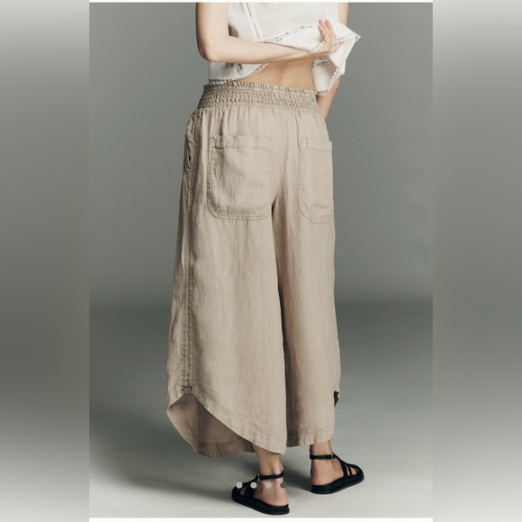 NWT Antropologie Ruched Linen Parachute Pants L - Picture 4 of 8